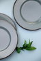 Hermia Juego para servir tartas de porcelana, 6 piezas, Gris